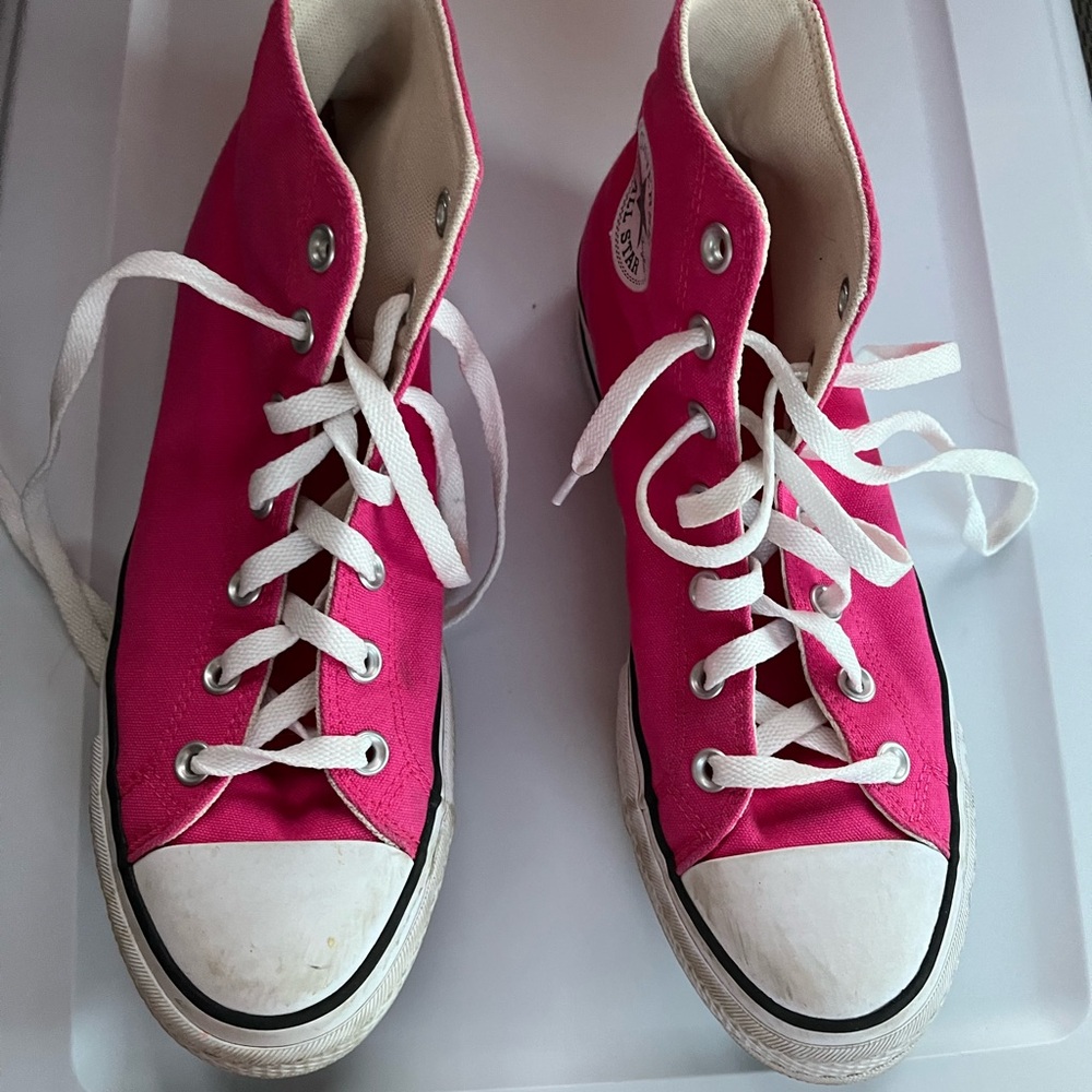 Converse Pink and White Canvas  Platform Sneakers